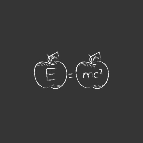 Two apples with formulae drawn in chalk icon vector image