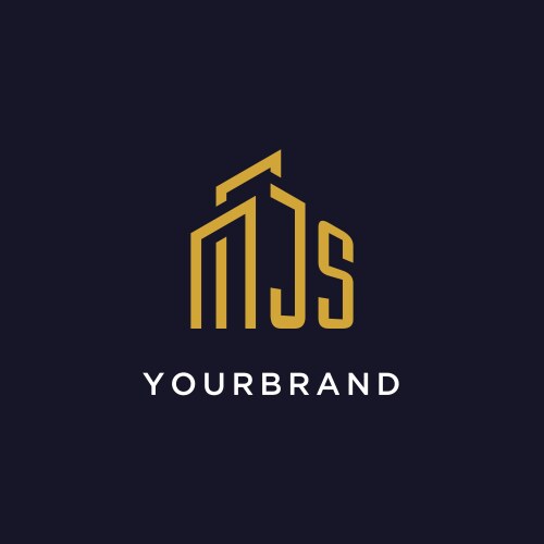 Js initial monogram with building logo design vector image