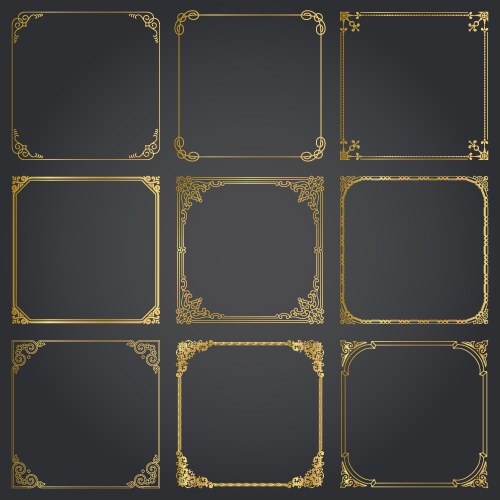 Gold vintage design elements corners and borders Vector Image