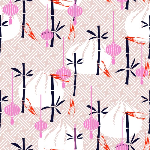 Dim sum and bamboo simple seamless pattern vector image