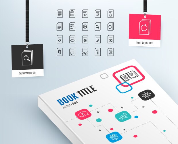 Document line icons report checklist and copy vector image
