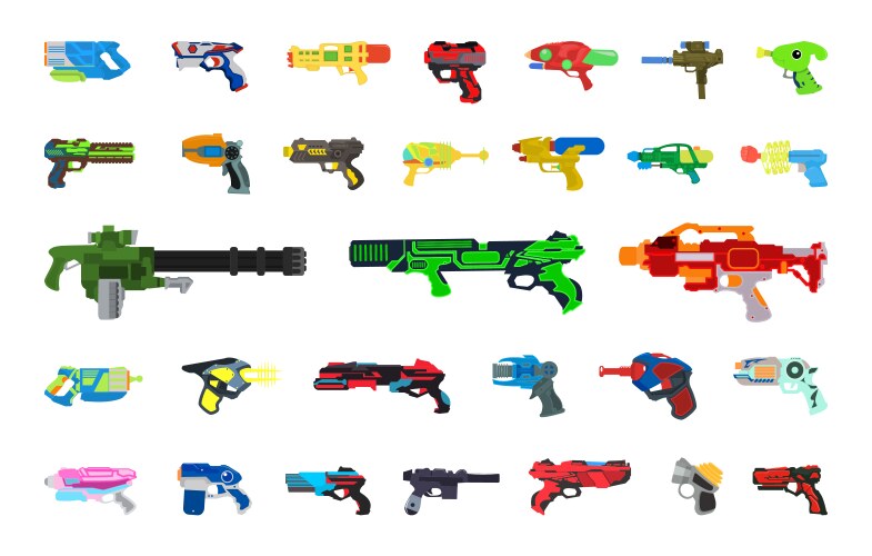 Colorful water weapon kids plastic toy guns Vector Image