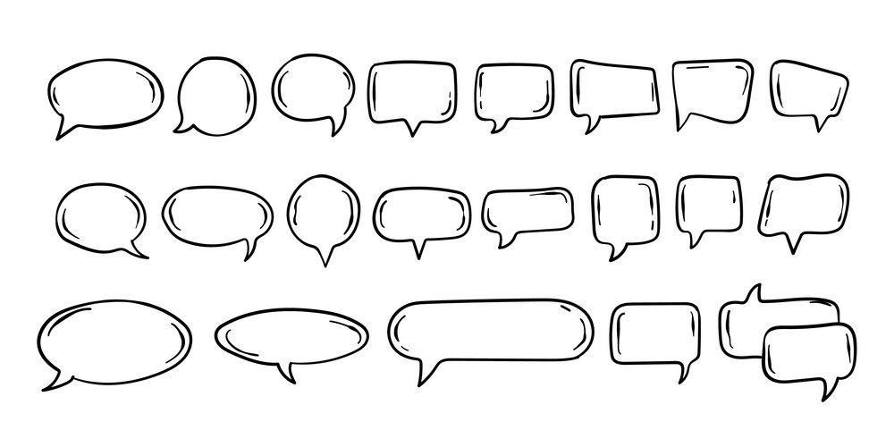 Hand Drawn Speech Bubbles Collection Vector Image