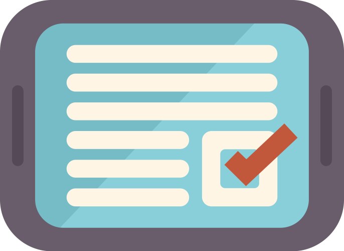 Mobile phone displaying checklist for managing vector image