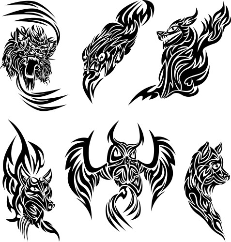 Wild Animal Tattoos Vector Image