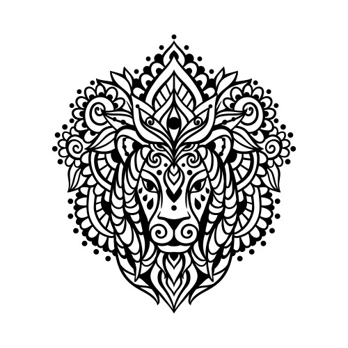 Lion mandala head leo zodiac Vector Image