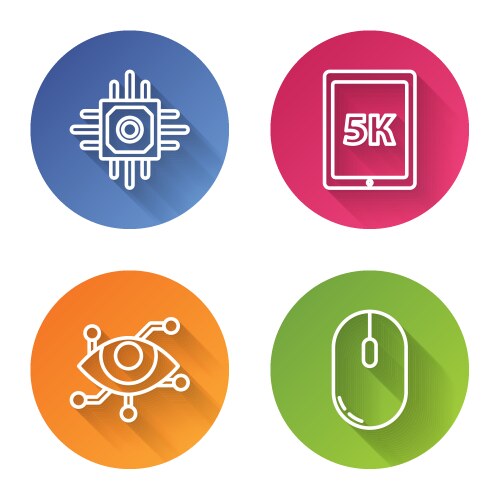 Set line processor tablet with text 5k virtual vector image