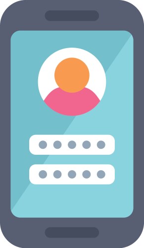 Smartphone displaying user profile and password vector image