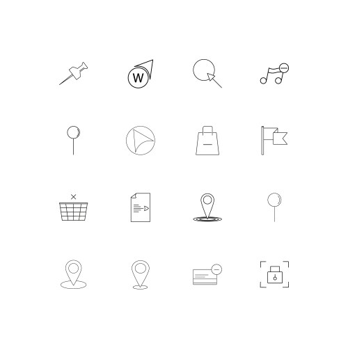Maps and navigation linear thin icons set vector image