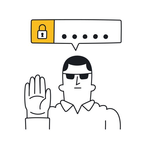 Security guy who asks for a password vector image