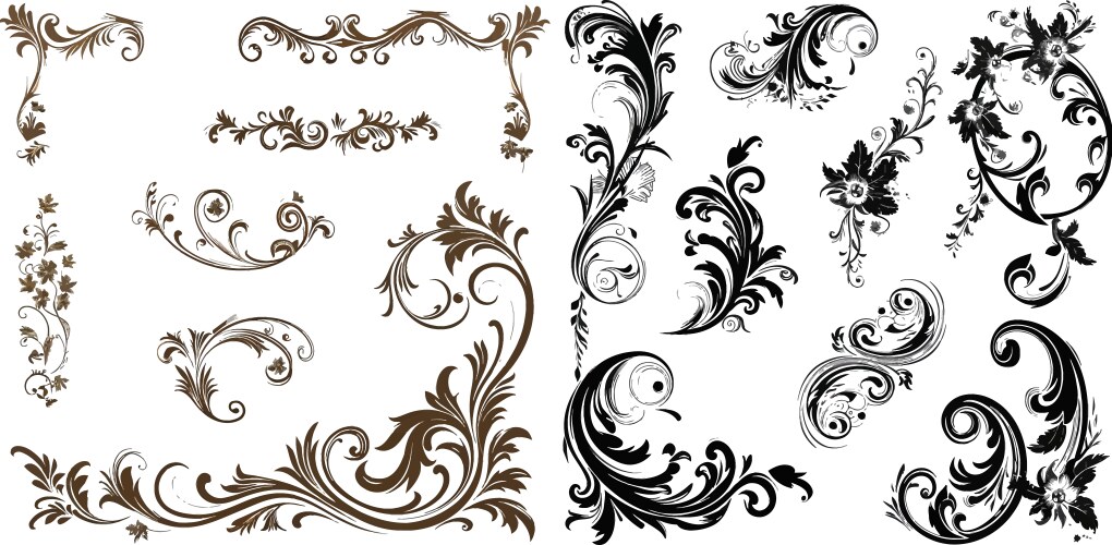 Calligraphic frame elements Royalty Free Vector Image