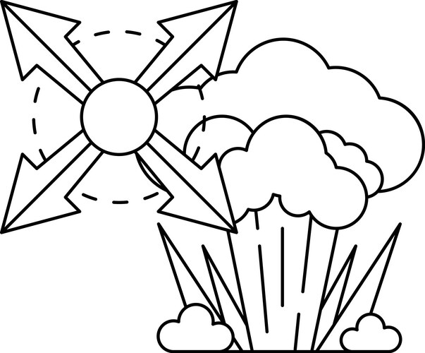 Dramatic Sword & Bomb Scene Vector Image