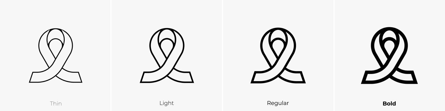 Purple ribbon icon thin light regular and bold Vector Image