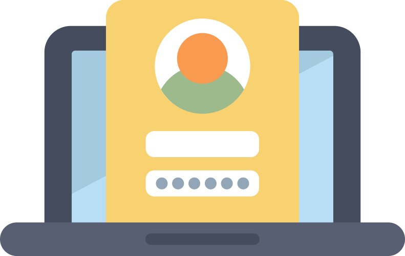 User logging in on laptop computer with security vector image