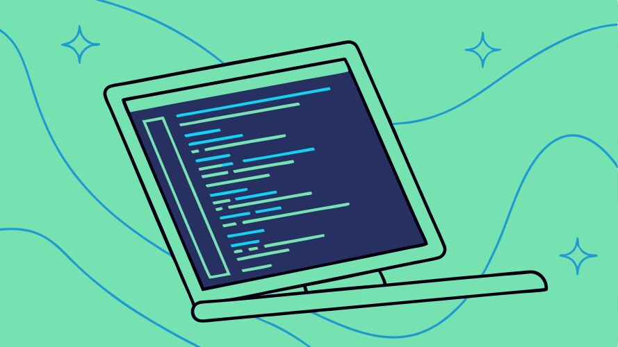 Laptop displaying programming code developer vector image