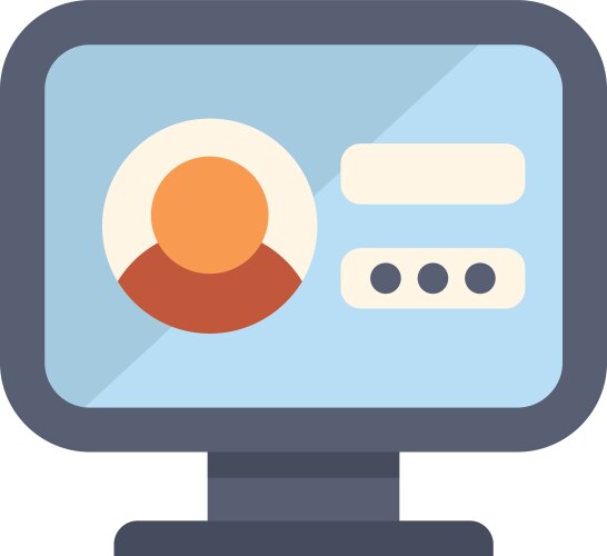 Computer showing user profile with login vektorbild