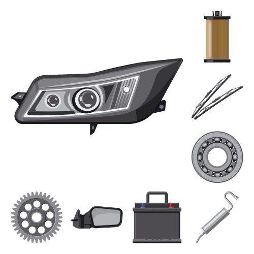 Isolated object of auto and part symbol set vector image