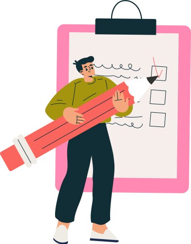 Productive workflow with man checkbox list vector image