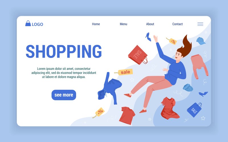 shopping flat landing page vector image