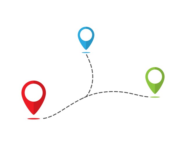 Path icon from different points simple flat design vector image