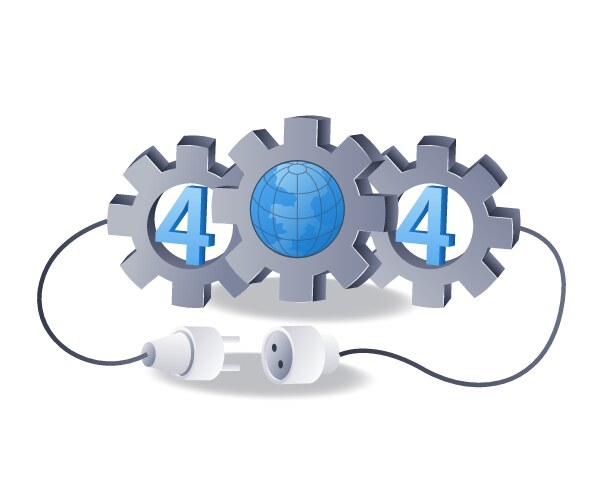 technology system code 404 error gear symbol flat vector image