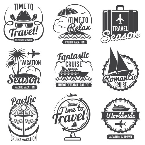 Travel adventure vintage labels and emblems Vector Image