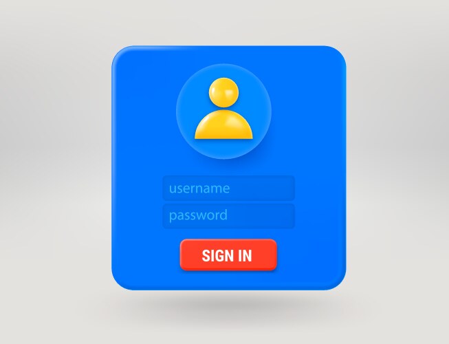 Pop up window with sign in button 3d vektorbild
