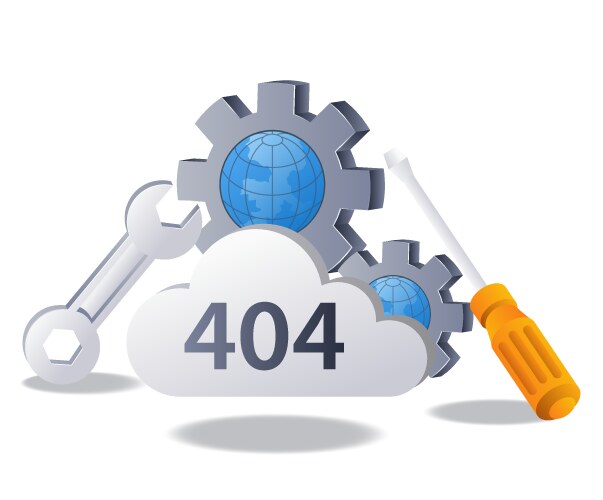 Technology system code 404 error warning gear vector image