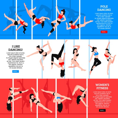 pole dance horizontal banners vector