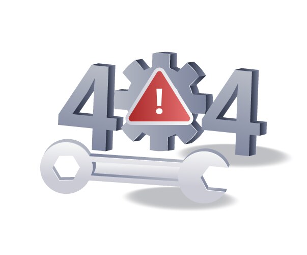 Technology system code 404 error warning flat vector image