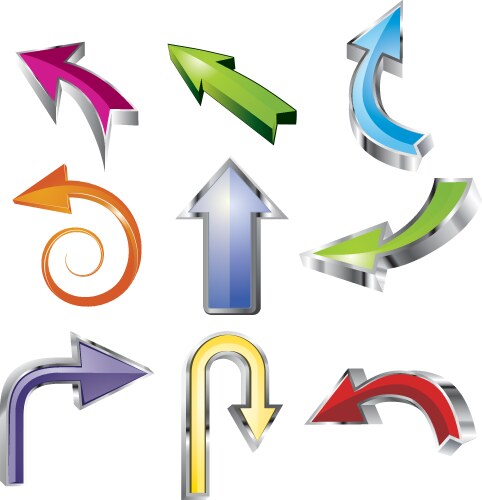 Mouse cursor simple flat color icons set Vector Image