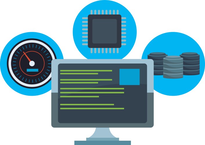 Computer and microchip with storage vector image