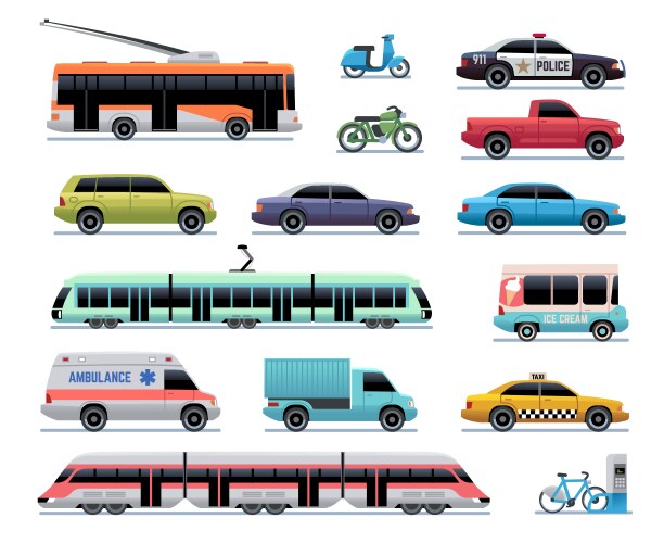 City Transport Vehicles Vector Image