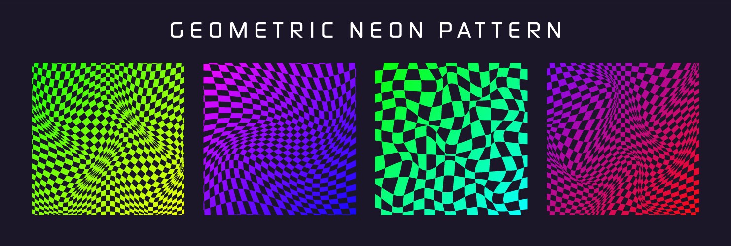 Groovy checkered pattern colorful distorted tiled vector image