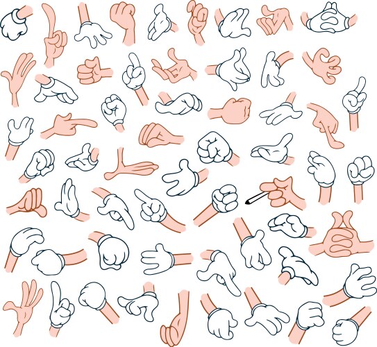 Cartoon hands set 1 skin color Royalty Free Vector Image
