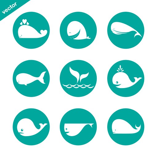 group of whale in the circle vector image vector image