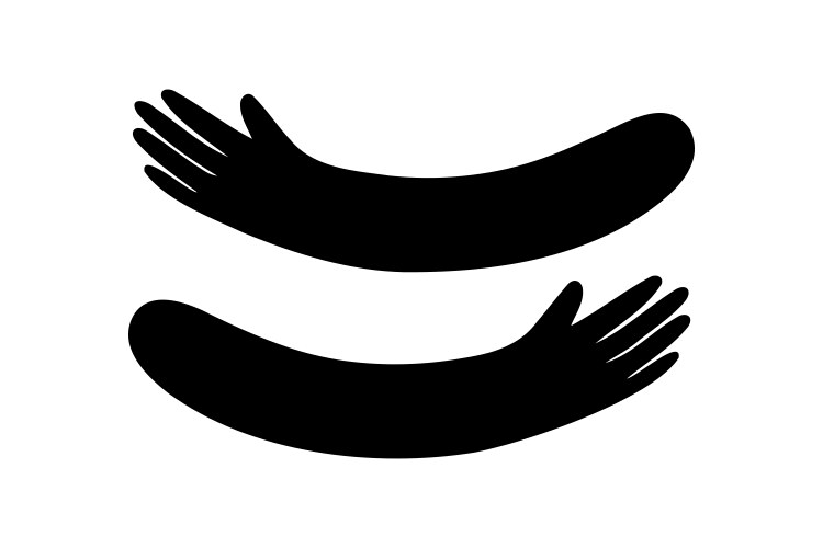 Hands Embracing Logo Icon - Hugs Silhouette Vector Image