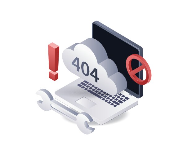 Computer received an error warning code 404 vector image