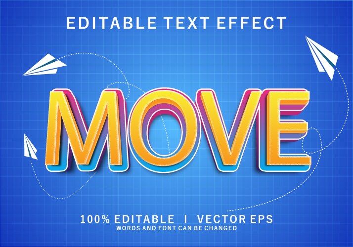 Move 3d text effect with modern style design vector image