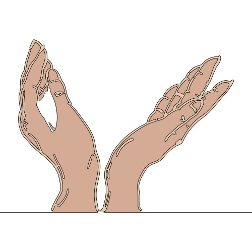 Flat continuous line art hands holding something Vector Image