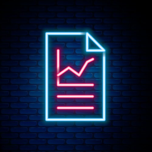 Glowing neon line document with graph chart icon vector image