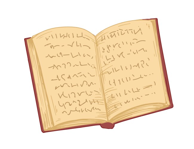 Open old book in hardback with ancient pages Vector Image