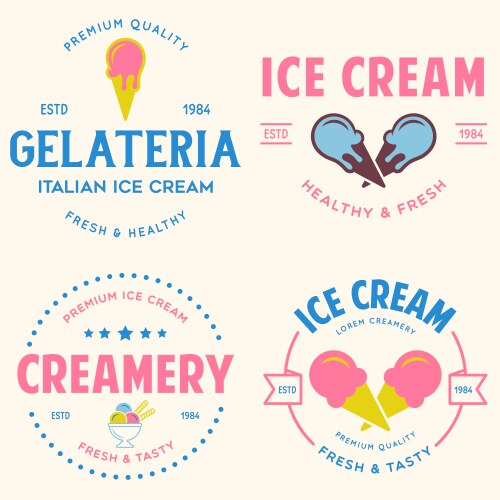 Set of vintage ice cream shop logo badges Vector Image