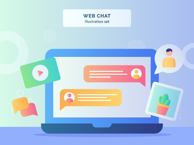 Web chat set text message on display monitor vector image