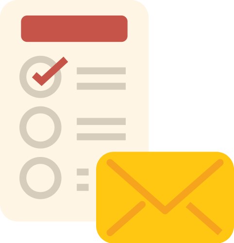 Checklist with check mark and envelope for sending vector image