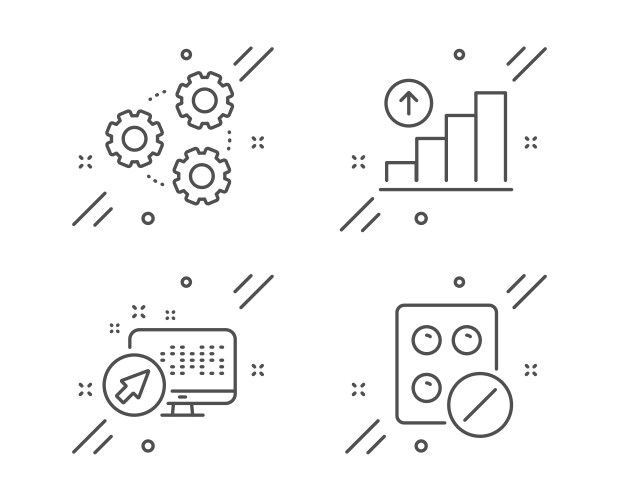 Graph chart gears and web system icons set vector image
