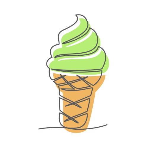 Ice cream one line drawing on white background Vector Image
