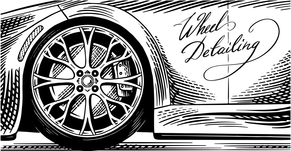 Wheel Detailing Close-Up Vector Image
