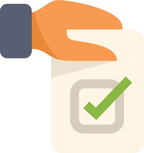 Hand holding checked checkbox on paper document vector image
