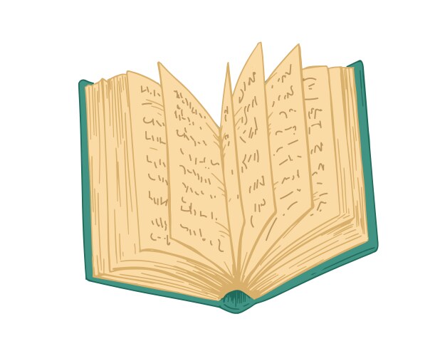 Open old book in hardcover with ancient pages Vector Image